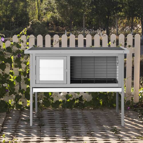 Alt View 5. Winado - Wooden Chicken Coop Rabbit Hutch 1PC Single Deck for Indoor Outdoor Garden Bunny Cage Small Pet Animal Poultry Cage - Gray.