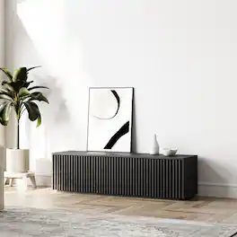 POVISON - 59" Fully-Assembled Modern Minimalist Wood TV Stand, Media Console, TV Console, Perfect for 45-inch TVs - Black