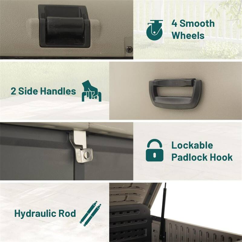 4 Smooth Wheels  
2 Side Handles  
Lockable Padlock Hook  
Hydraulic Rod