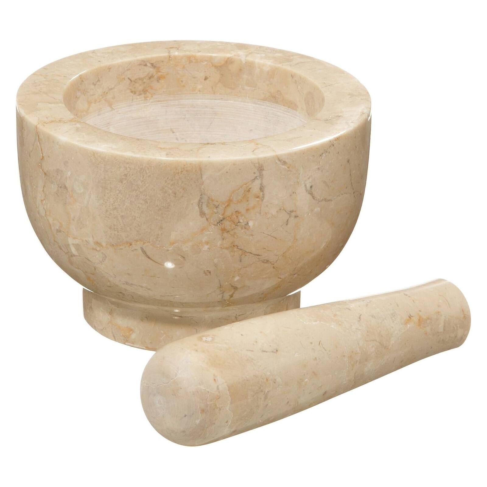 Alt View 2. Cilio - Champagne Marble Mortar & Pestle, 4-Inch Height - White.