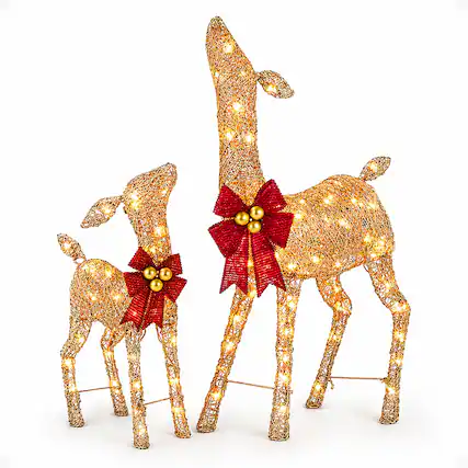 Front. NOMA - NOMA Christmas Deer 2.8 Ft Pre-Lit LED Outdoor Yard Decor Holiday Decoration - Gold.