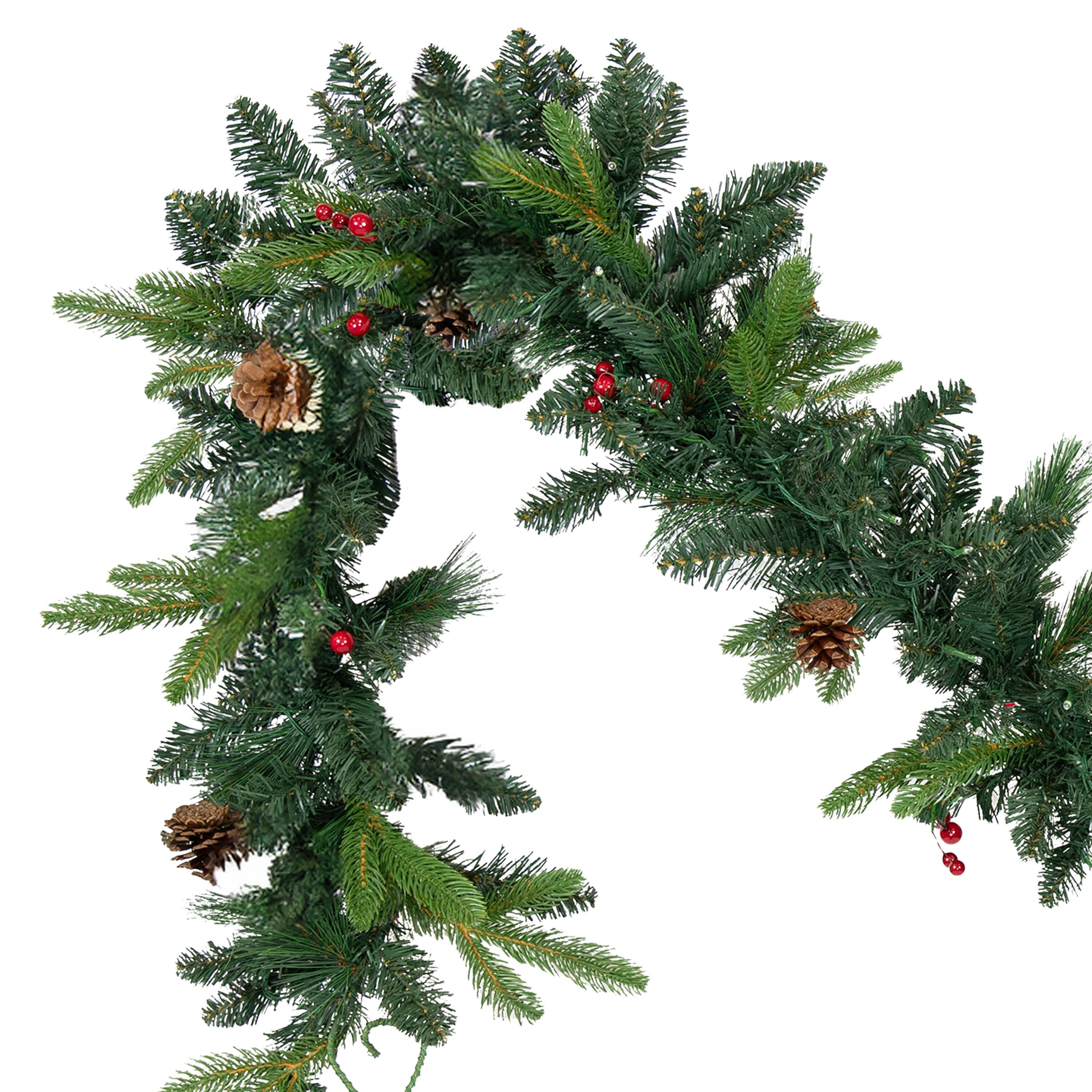 Alt View 8. Sunnydaze - Holiday Glimmer 9' Pre-Lit PVC Garland - Traditional - Green.
