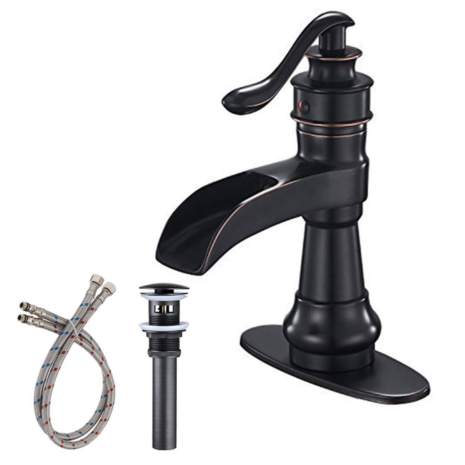 Front. Boyel Living - Single Handle Waterfall Bathroom Faucet 1-Hole Oil Rubbed Bronze - Oil Rubbed Bronze.
