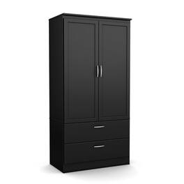 Hivvago - Modern Two Door Wardrobe Armoire with Two Drawers and Hanging Rod Storage - Black