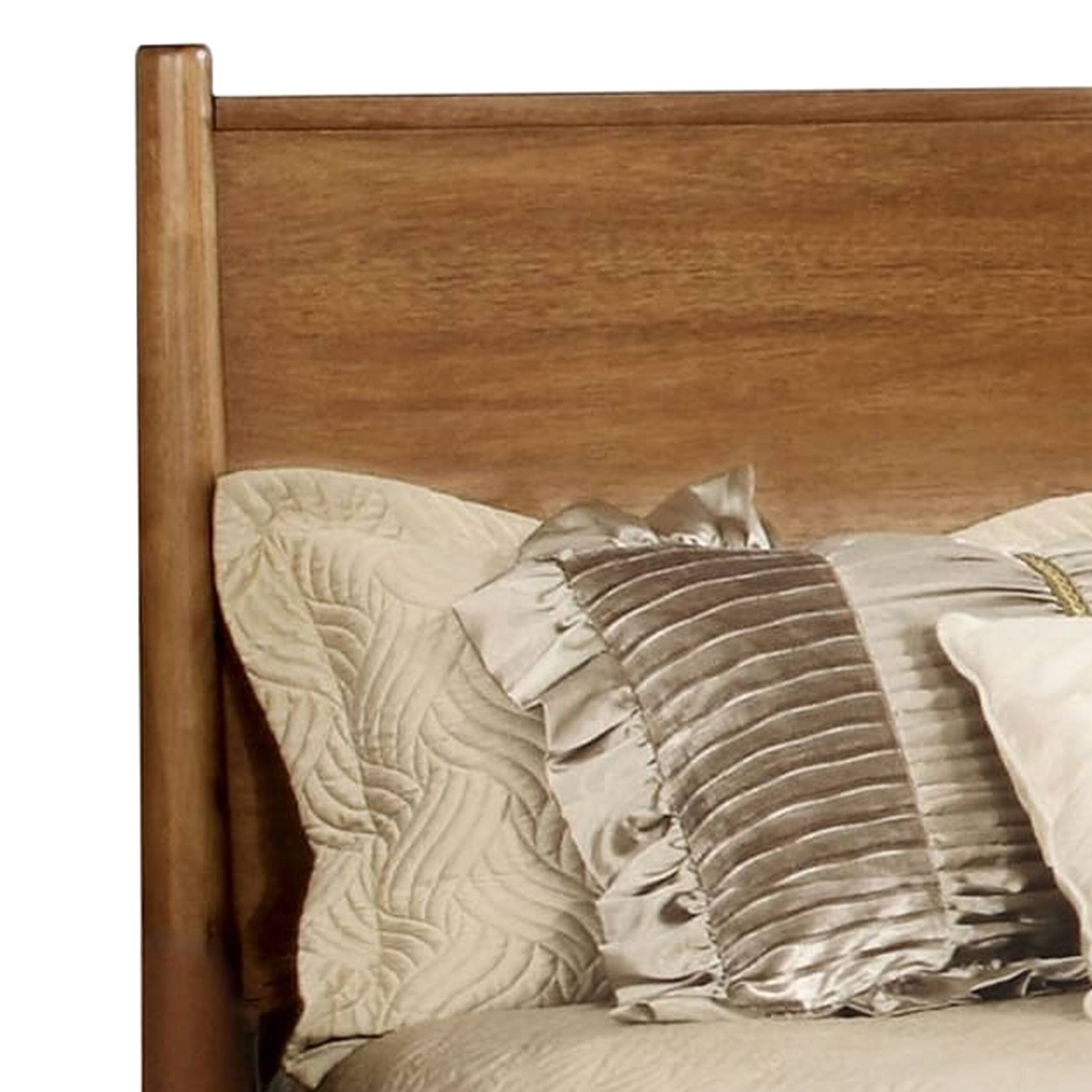 Alt View 3. Manhattan Lane - Wooden Full Size Bed with Panel Headboard, Oak Brown - Brown.