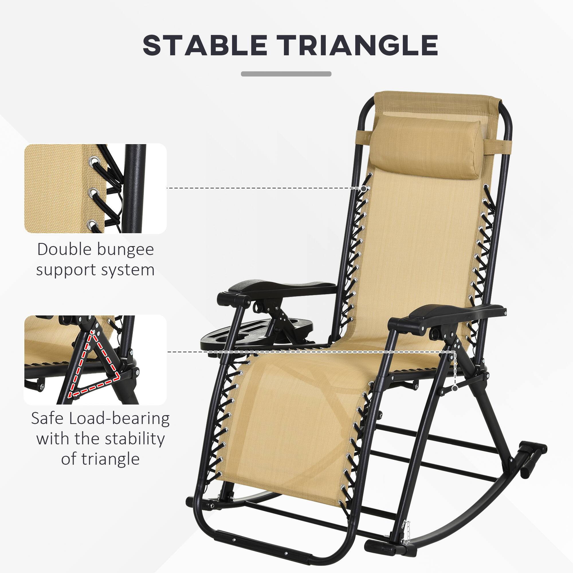 STABLE TRIANGLE
Double bungee support system
Safe Load-bearing with the stability of triangle