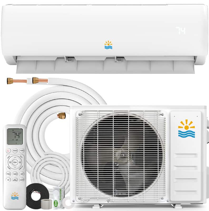 Etust - 11500 BTU Mini Split AC/Heating System, 17 SEER2 115V Ductless Mini Split Air Conditioner, Up to 550 Sq.Ft - White