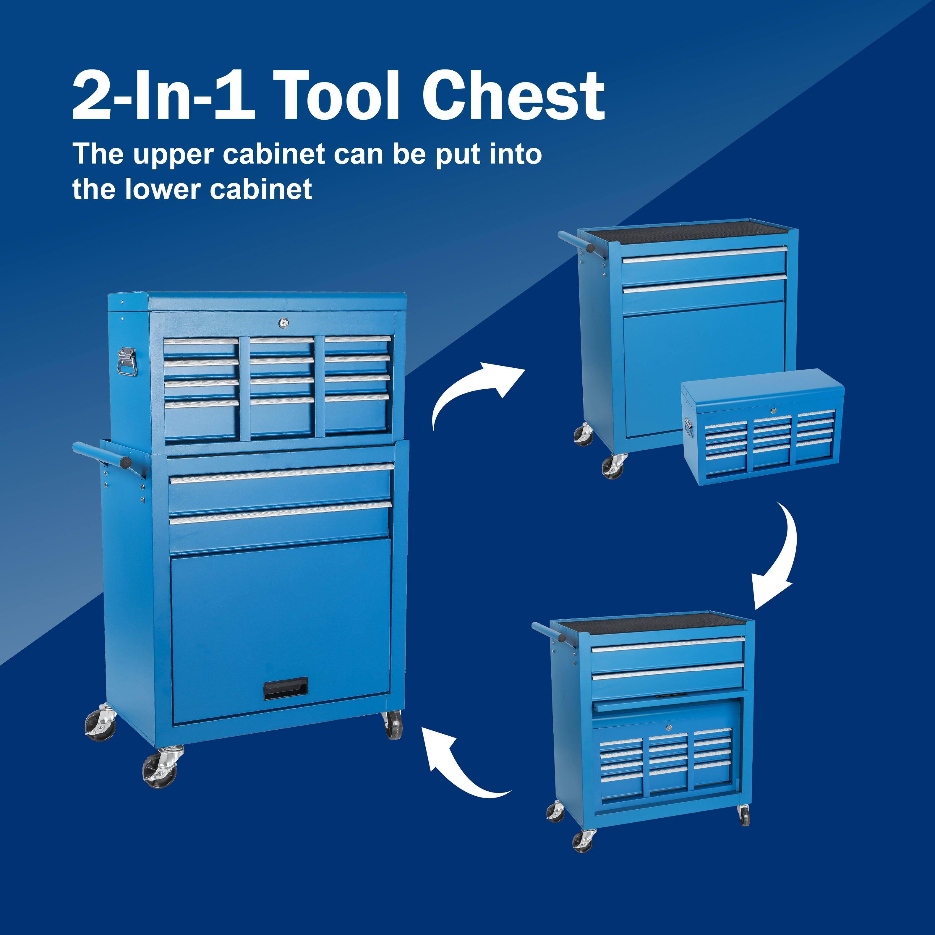 2-In-1 Tool Chest  
The upper cabinet can be put into the lower cabinet