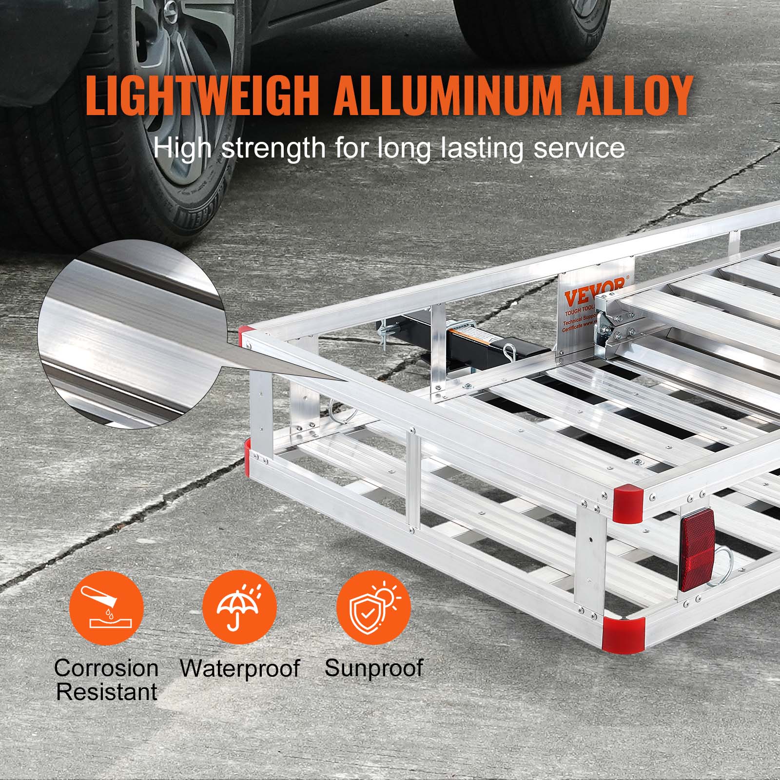 LIGHTWEIGHT ALLUMINUM ALLOY
High strength for long lasting service
VEVOR 100E TOOL
Corrosion Resistant
Waterproof
Sunproof