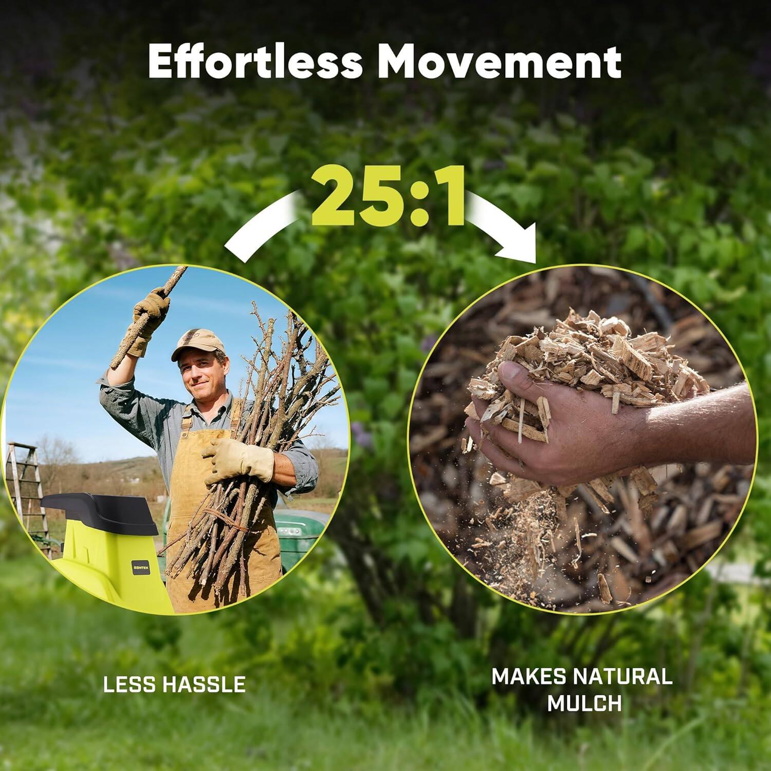 Effortless Movement  
25:1  
LESS HASSLE  
MAKES NATURAL MULCH