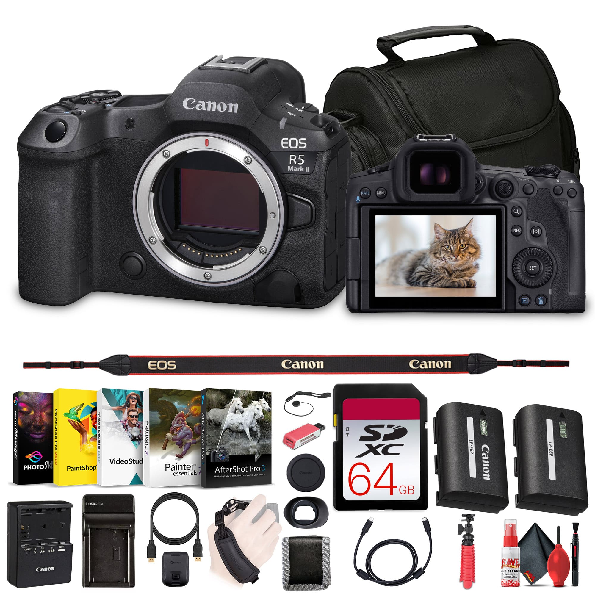 Canon - EOS R5 Mark II Mirrorless Camera, 45MP, Full-Frame Hybrid Camera, 8K Video Bundle