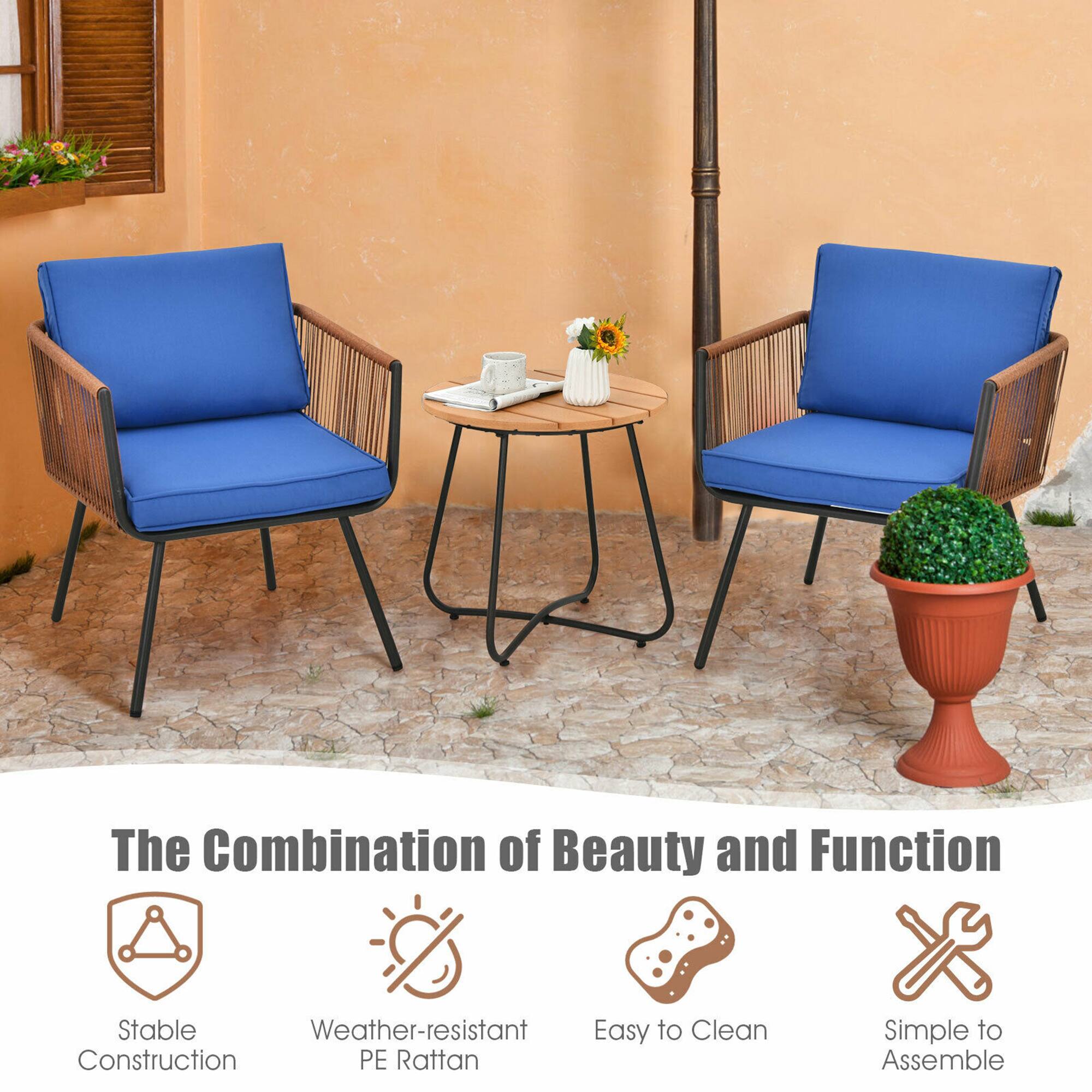 The Combination of Beauty and Function

- Stable Construction
- Weather-resistant PE Rattan
- Easy to Clean
- Simple to Assemble