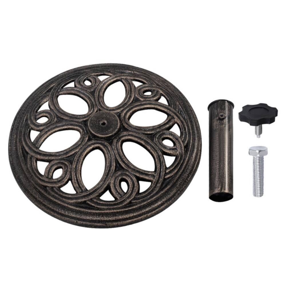 Left. Mondawe - 23 Pounds 17 3/4 Inch Round Umbrella Base Stand - Bronze.