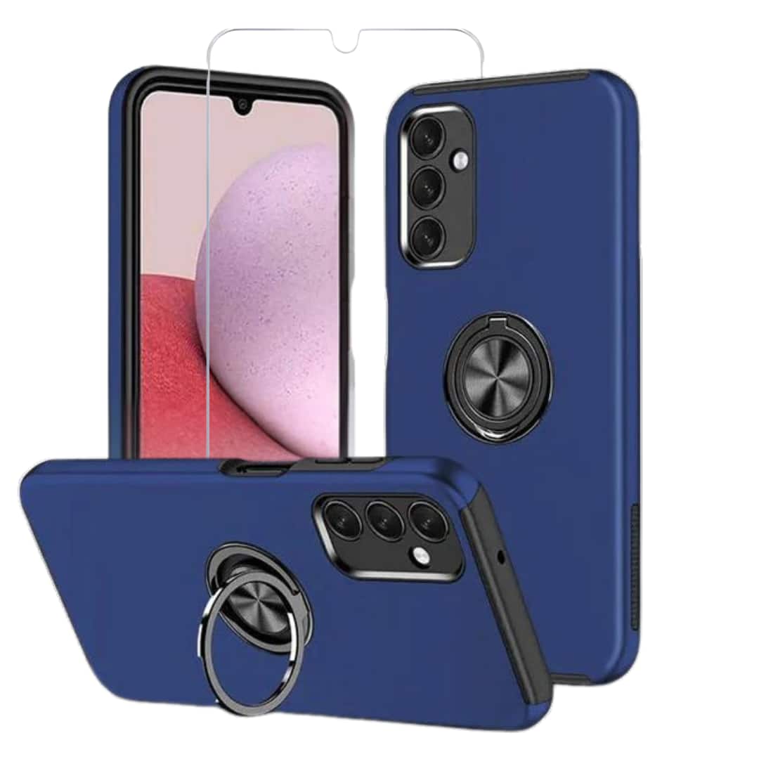 Front. Entronix - Entronix Galaxy A16 Bundle: 360º Ring Gripstand Case with 2 Clear Screen Protectors - Blue.