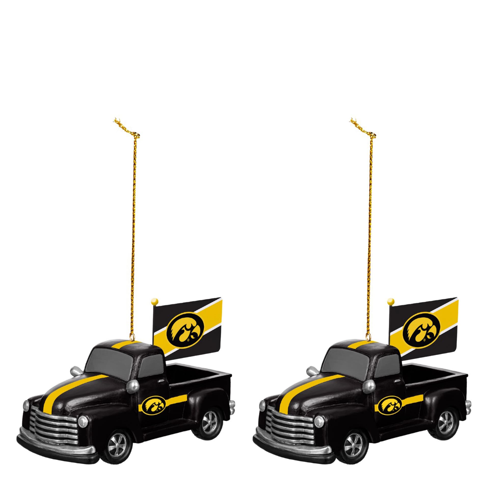 Alt View 1. Evergreen Enterprises - Iowa Hawkeyes 3" Rally Truck Two-Piece Ornament Set - Multicolor.