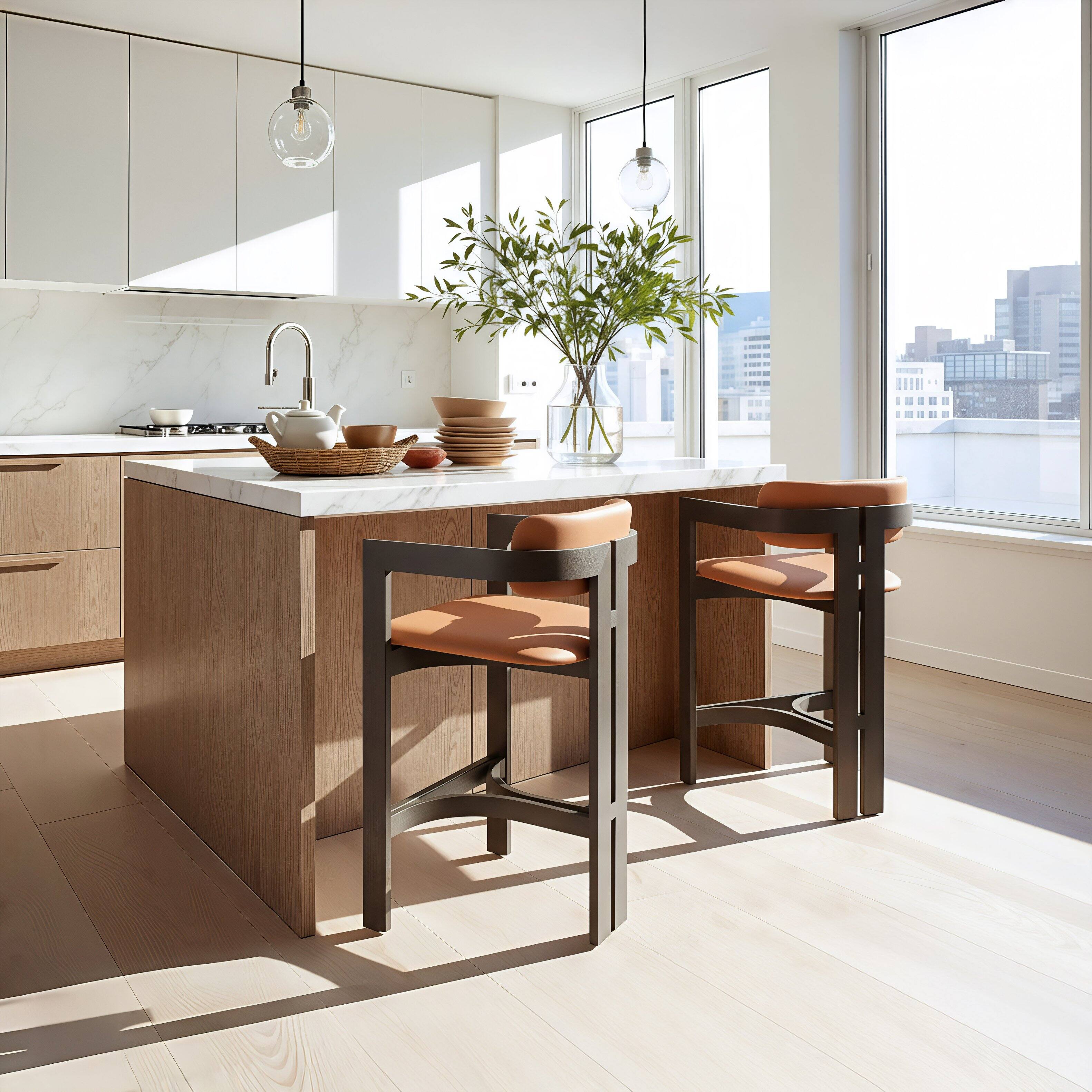 Angle. Hivvago - Shaili Counter Stool Brown - Brown.