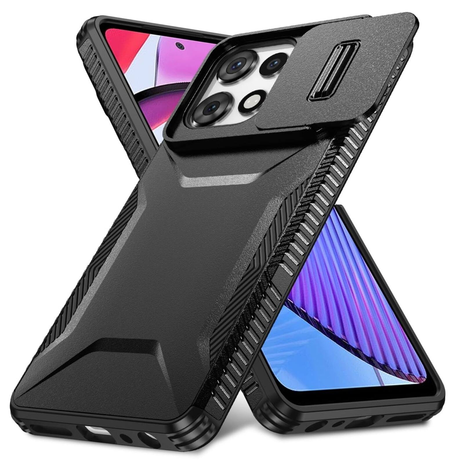 Angle. UUCOVER - For Motorola Moto G Power/Moto G Play (2025/2026) Dual Layer Case with Sliding Camera Lens Cover, Drop Protection Shell - Black.