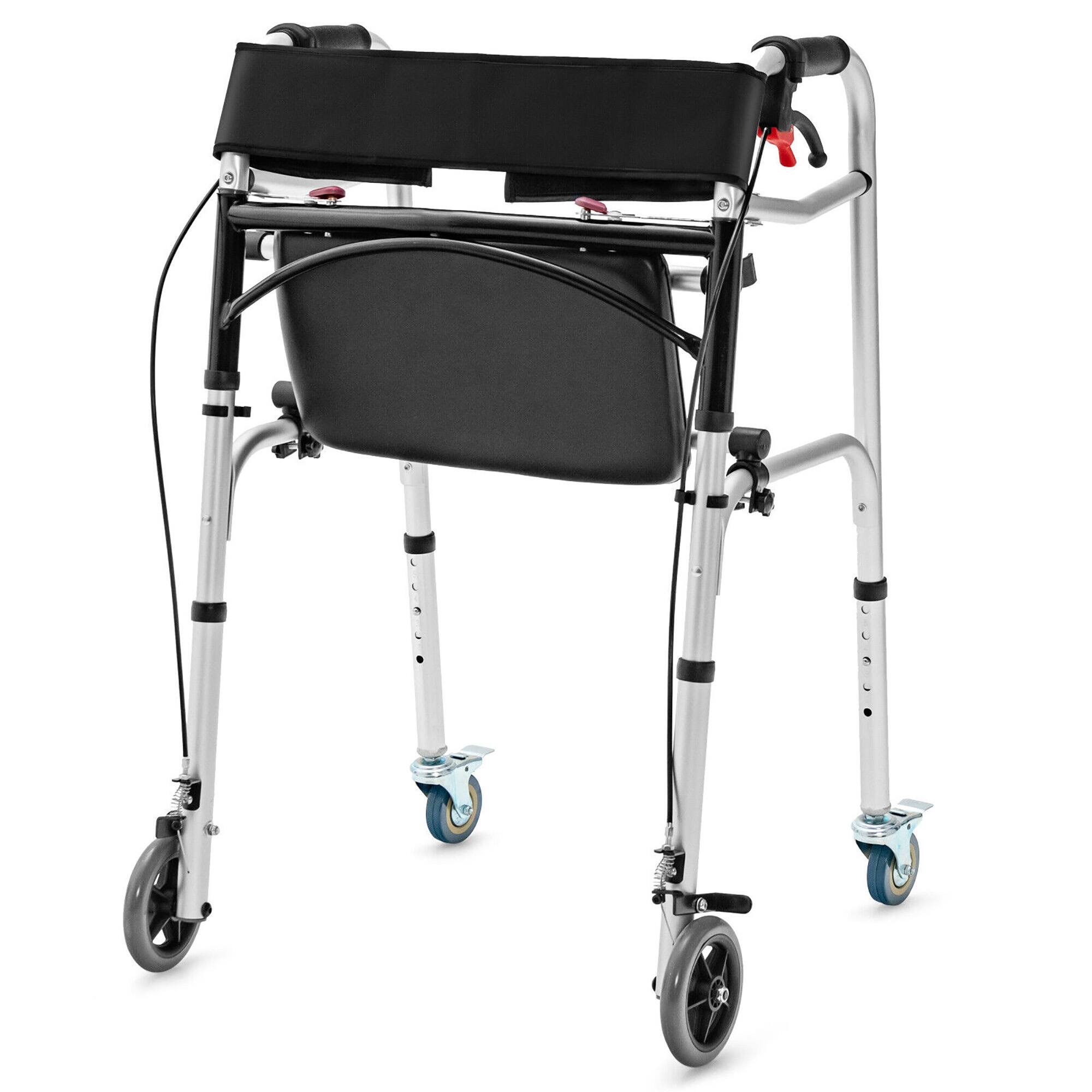 Alt View 9. Gymax - Gymax Standard Walker 2-button Folding Walker w/ 5'' Wheels Trigger Release for Seniors - Silver.