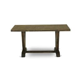 East West Furniture - V-Style Kitchen Dining Rectangle Wooden Table Top with Stylish Legs - Brown
