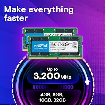 Crucial 32GB Kit (2x16GB) DDR4 3200MHz C22 SODIMM Laptop Memory Crucial 32GB Kit (2x16GB) DDR4 3200MHz C22 SODIMM Laptop Memory