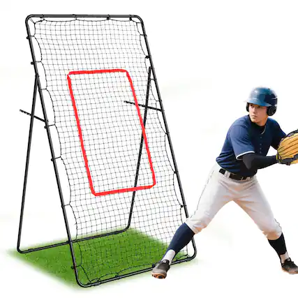 Front. Oumilen - Multi-Sport Rebound Trainer Net, 86.2in H x 44.6in W Adjustable Rebounder for Baseball Softball Volleyball Soccer - Black.