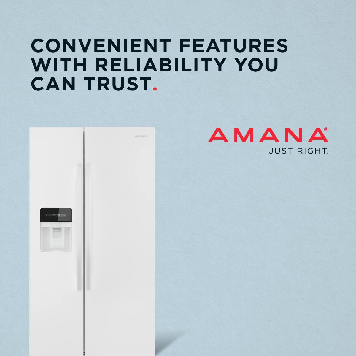 CONVENIENT FEATURES WITH RELIABILITY YOU CAN TRUST.

AMANA
JUST RIGHT.