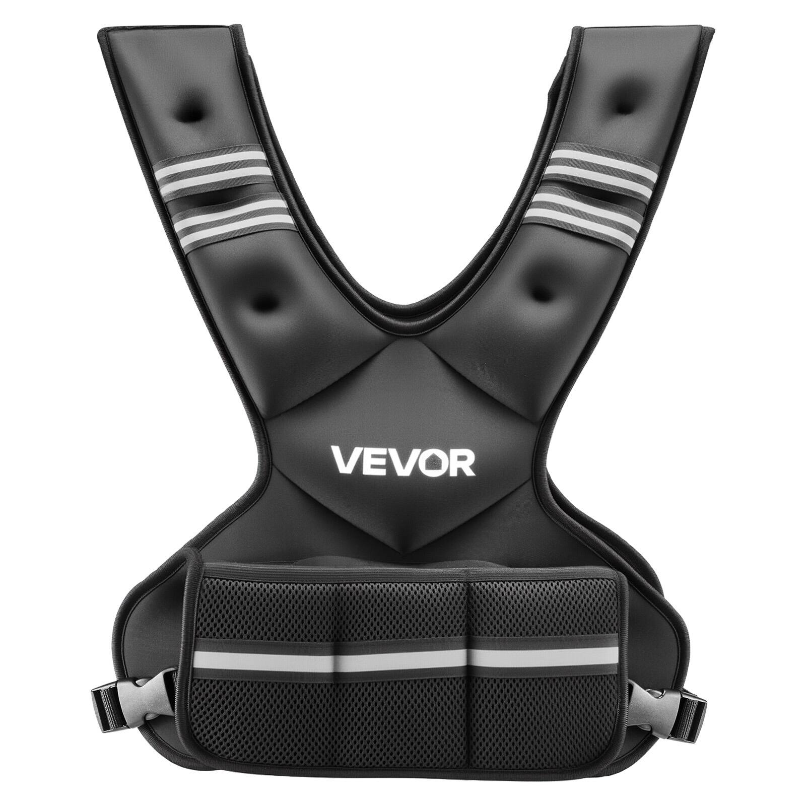 Alt View 5. VEVOR - Adjustable Weighted Vest, 20-32 lbs Comfortable X-Shape Body Weight Vest Set with 6 Weight Packs and Reflective Stripe - Black.