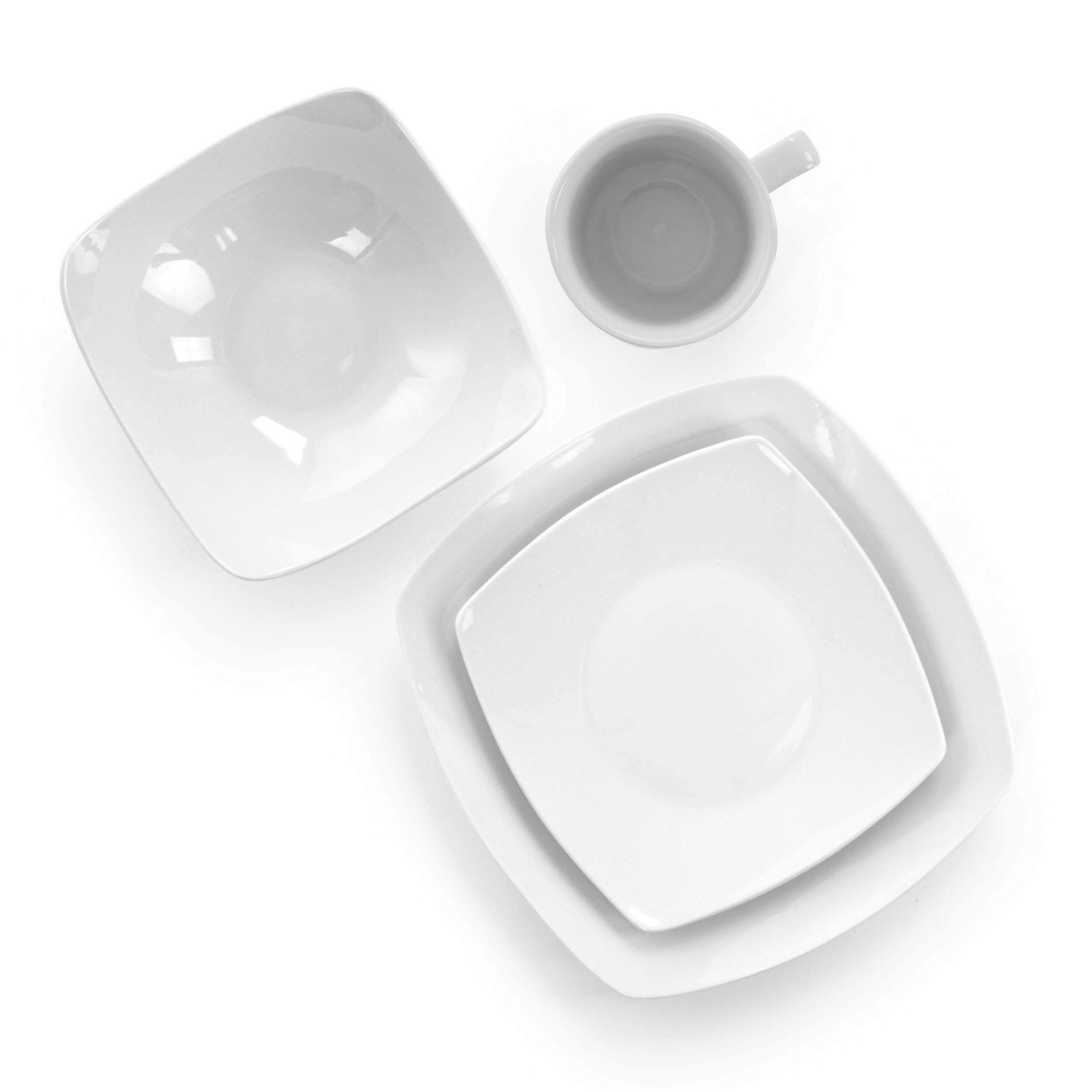 Alt View 9. Elama - Elama Hayes 16 Piece Square Porcelain Dinnerware Set in White - White.
