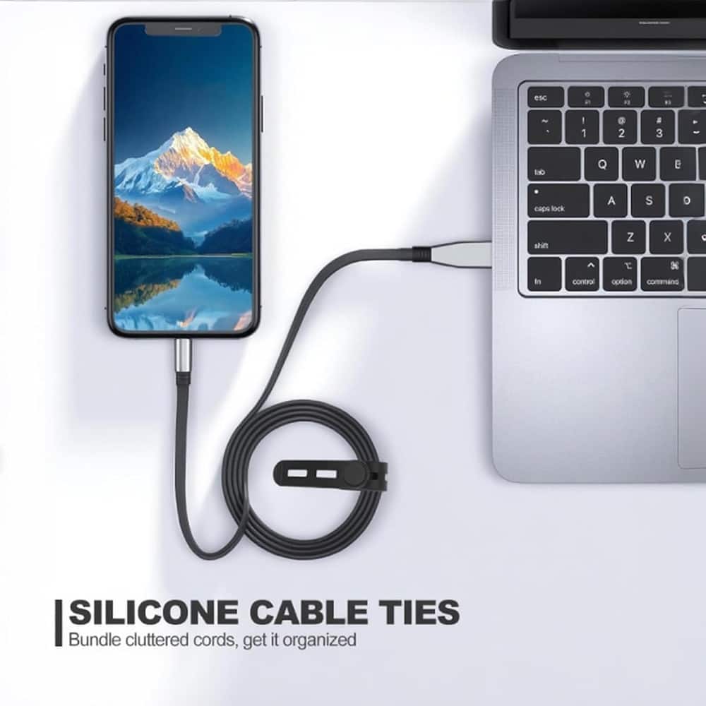 THIRSTY TURTLE - 30-Pack Silicone Cable Ties – Reusable, Flexible Cord Organizers