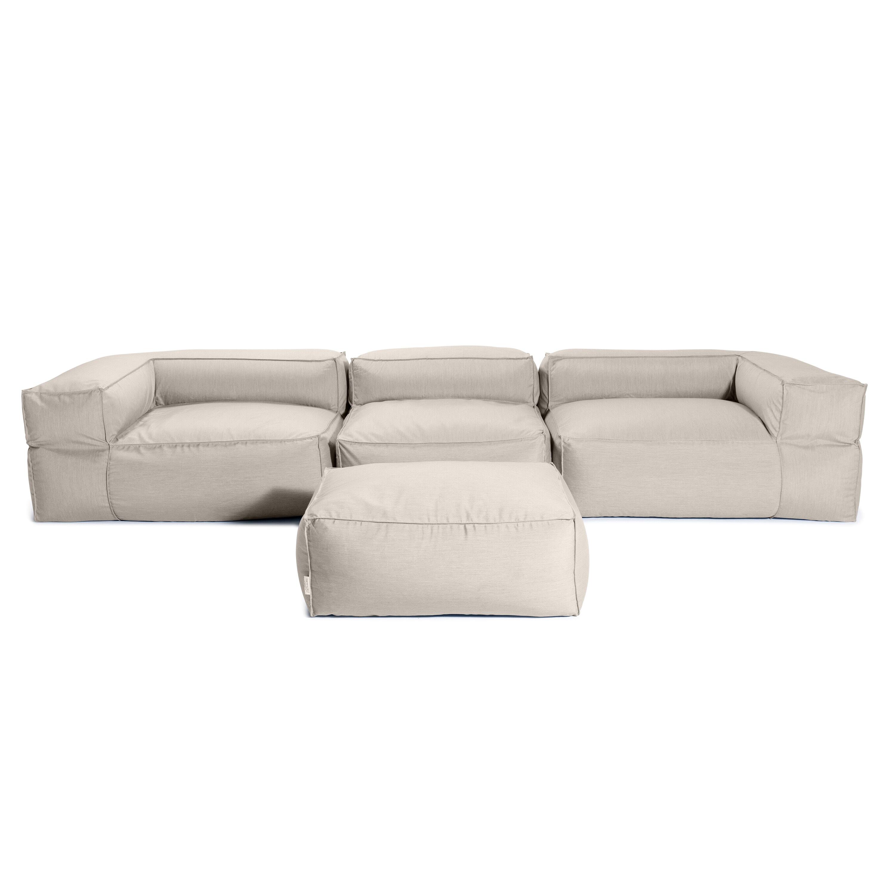 Jaxx - Baya 4 Piece Outdoor Sofa with Ottoman - Luxurious European Style Soft Seating - Silver