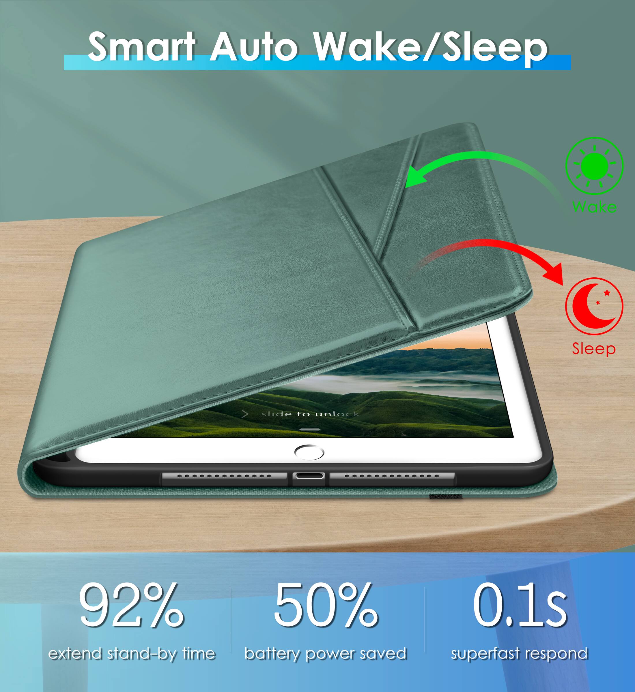 Smart Auto Wake/Sleep

- 92% extend stand-by time
- 50% battery power saved
- 0.1s superfast respond

Wake
Sleep