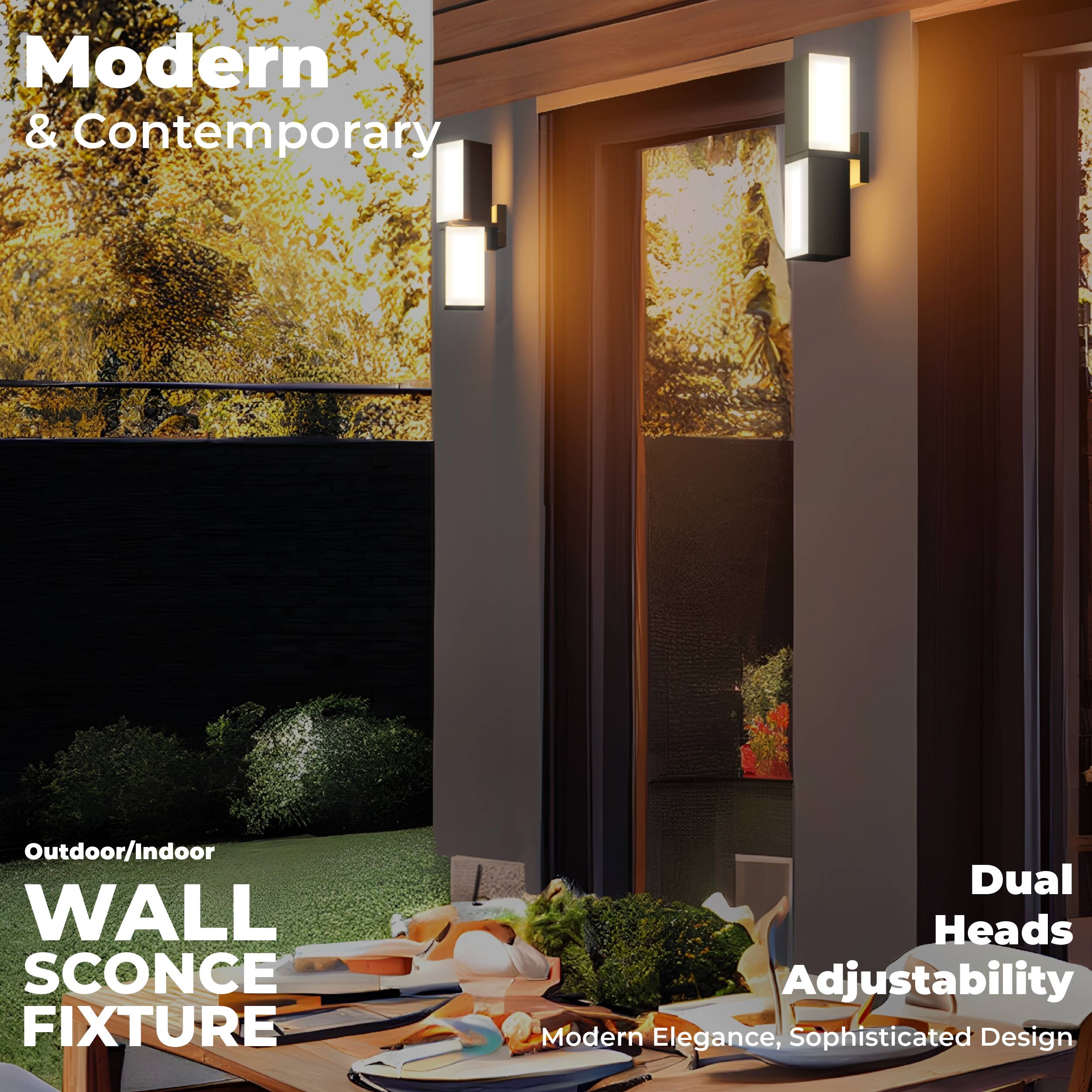 Modern & Contemporary  
Outdoor/Indoor  
WALL SCONCE FIXTURE  
Dual Heads Adjustability  
Modern Elegance, Sophisticated Design