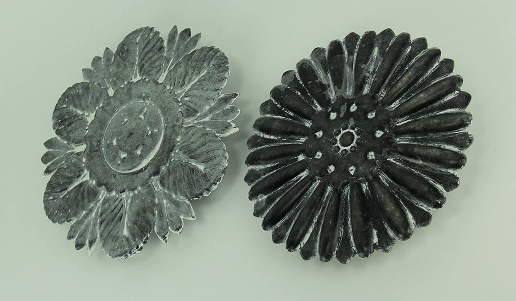 Alt View 1. PD Home & Garden - Set of 2 Distressed Gray Embossed Tin Flower Decorative Wall Plaques - Gray.