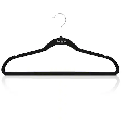 Front. Furinno - Velvet Suit Hanger, Pack of 50 - Black.