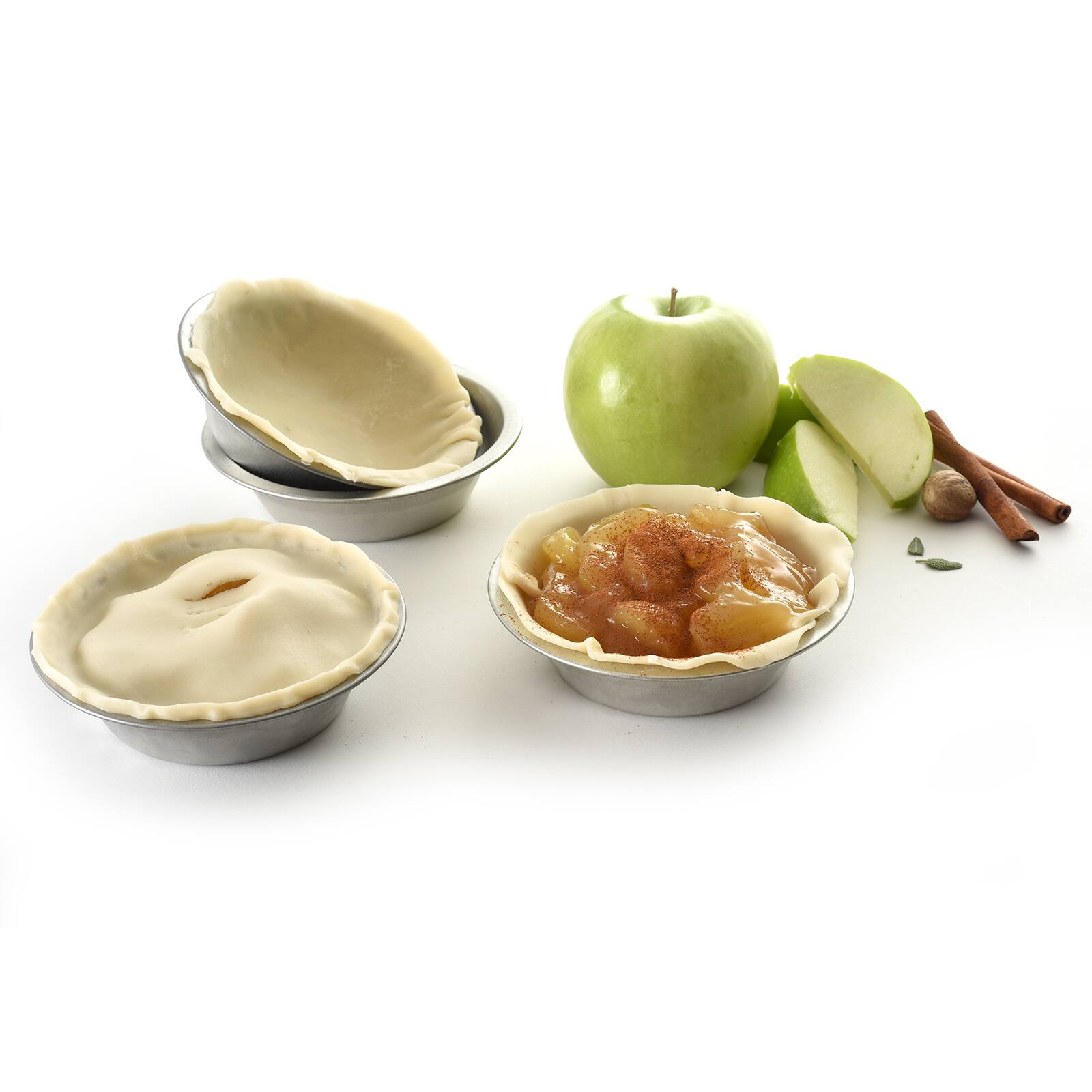 Alt View 2. Norpro - Aluminum Mini Pie Pan, 5-Inch, Set of 4 - Silver.