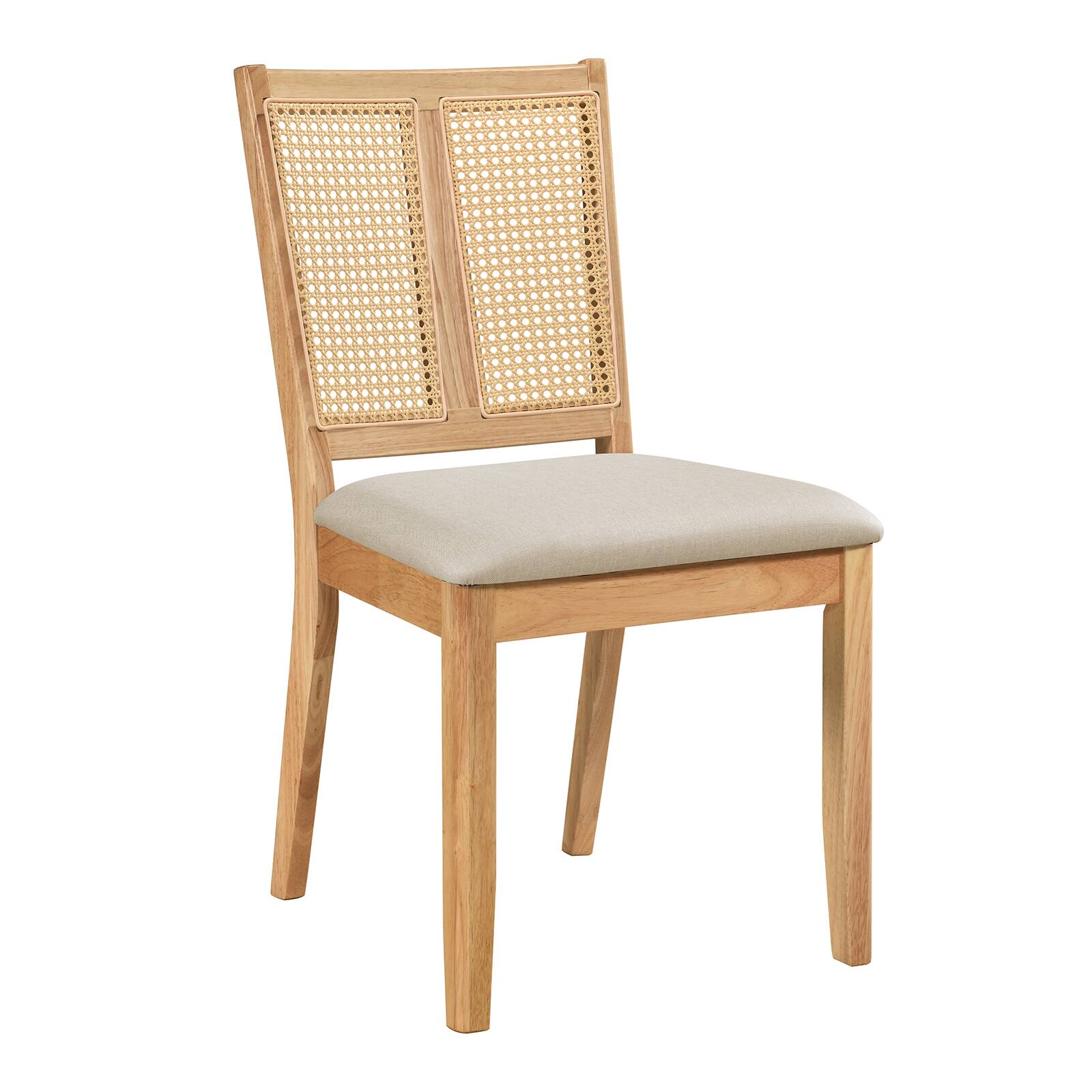 Alt View 9. Gymax - Gymax Rattan Dining Chairs Set of 2 w/Curved Backrest & Padded Seat Rubber Wood Frame Natural & Beige - Yellow.