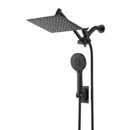 Dazzed Corner - 8” Rain Shower Head & Handheld Combo with Adjustable Arm - Black
