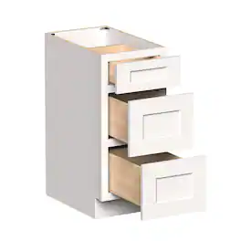 Boyel Living - 15-in W x 34.5-in H x 24-in D Shaker RTA Kitchen 3-Drawer Base Cabinet with Soft-Close Drawers - White Shaker
