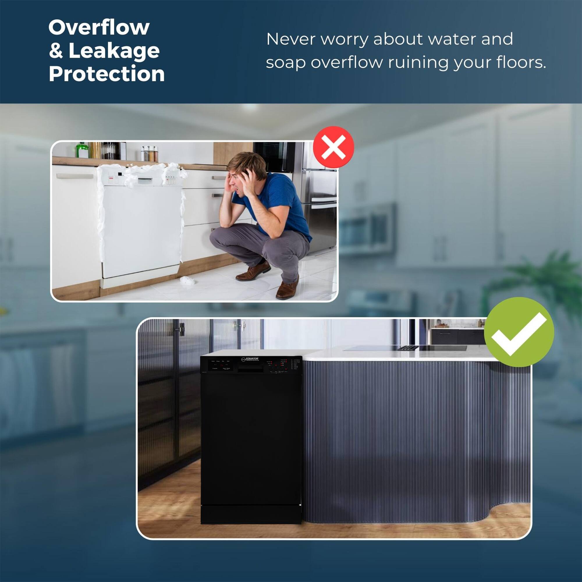 Overflow & Leakage Protection

Never worry about water and soap overflow ruining your floors.