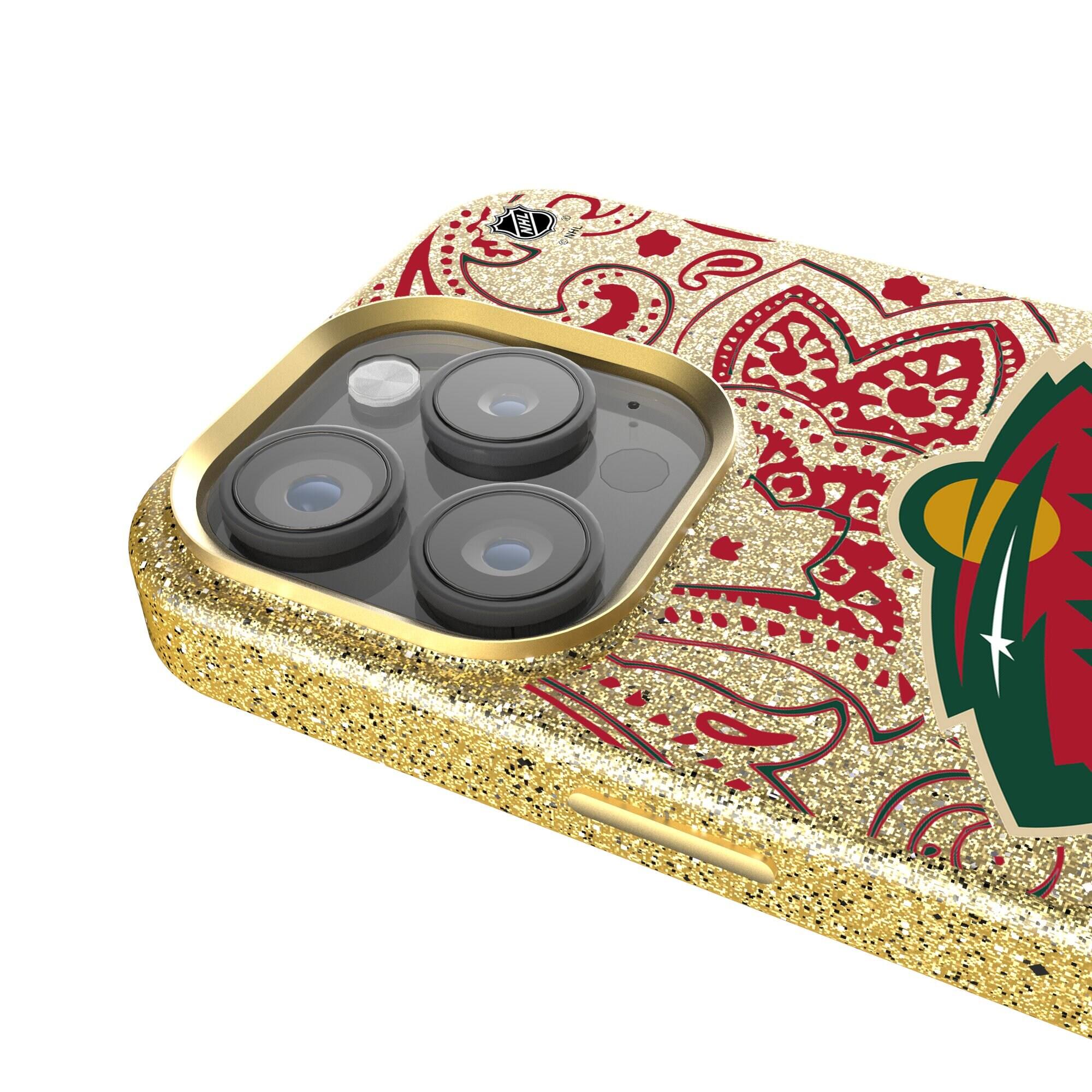 Alt View 3. Keyscaper - Gold Minnesota Wild Paisley Bling iPhone Case - 16 Plus - Gold.