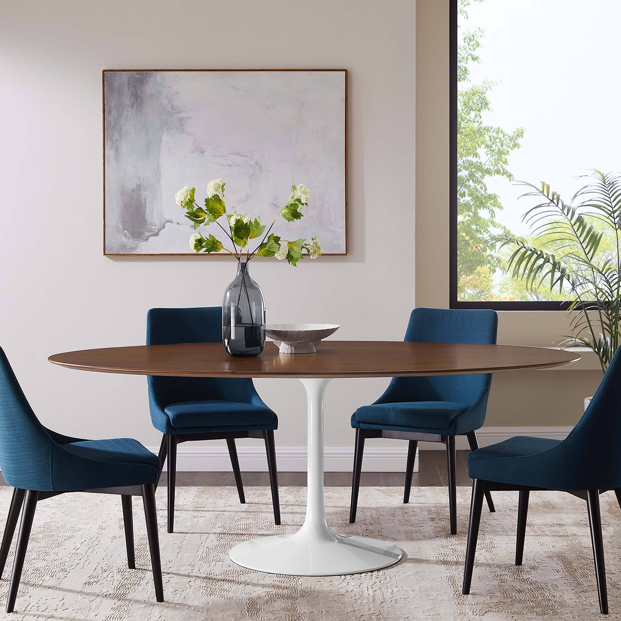 Alt View 5. Modway - Lippa 78" Oval Wood Dining Table by Modway - Walnut.