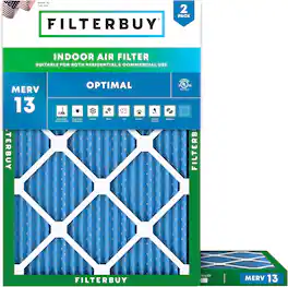 Filterbuy - 17.25x19.25x1 MERV 13 Smoke & Allergy Defense, Electrostatic Pleated HVAC AC Furnace Air Filters Replacement (2-Pack) - Blue