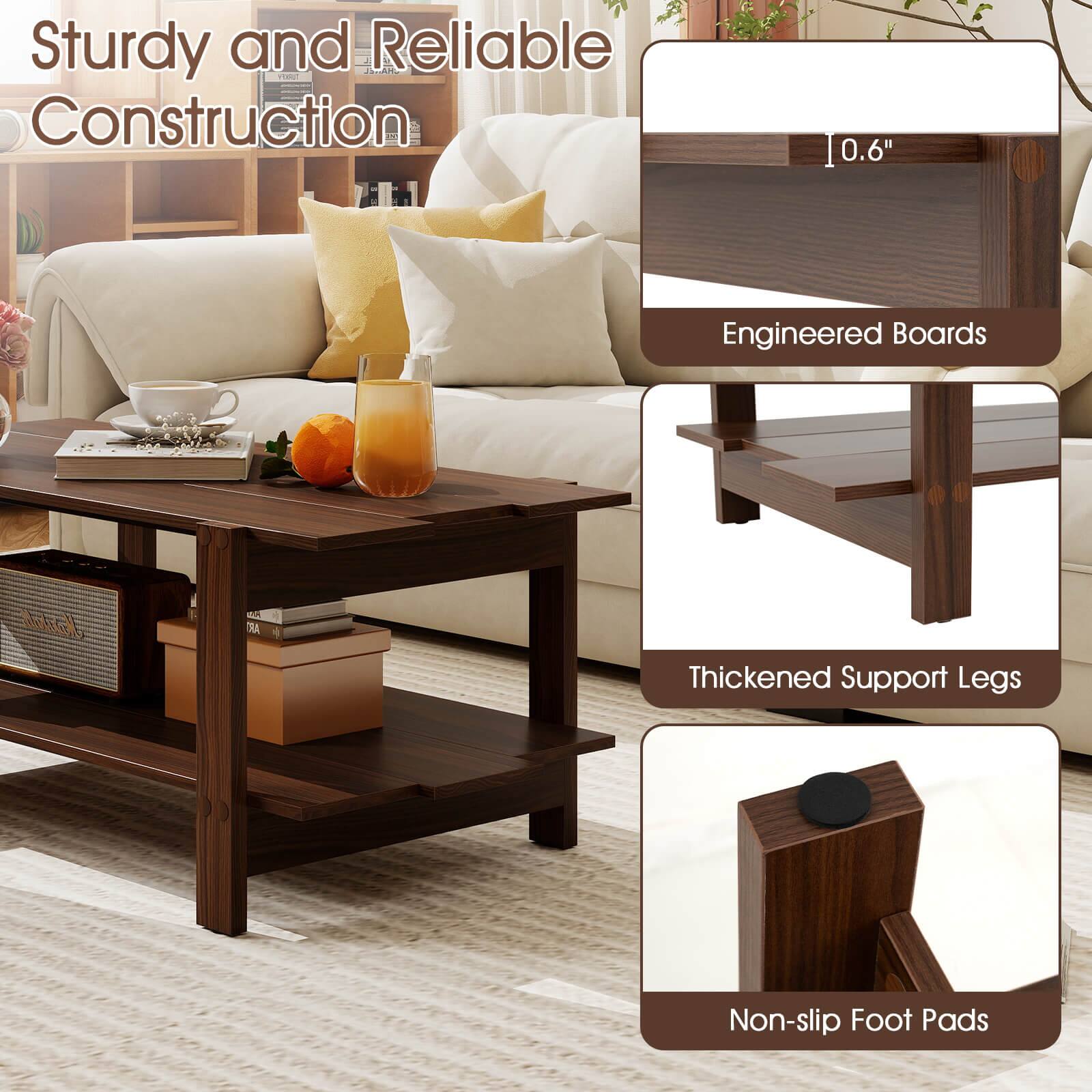 Sturdy and Reliable Construction: 0.6" Engineered Boards, Thickened Support Legs, Non-slip Foot Pads
