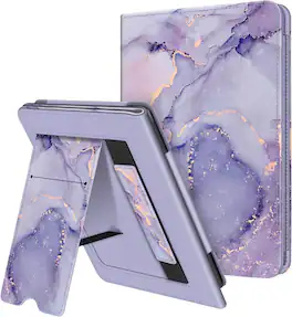 Fintie - Stand Case for 6" Kindle Paperwhite (10th Generation, 2018) Foldable Kickstand PU Leather Cover with Hand Strap - Lilac Marble