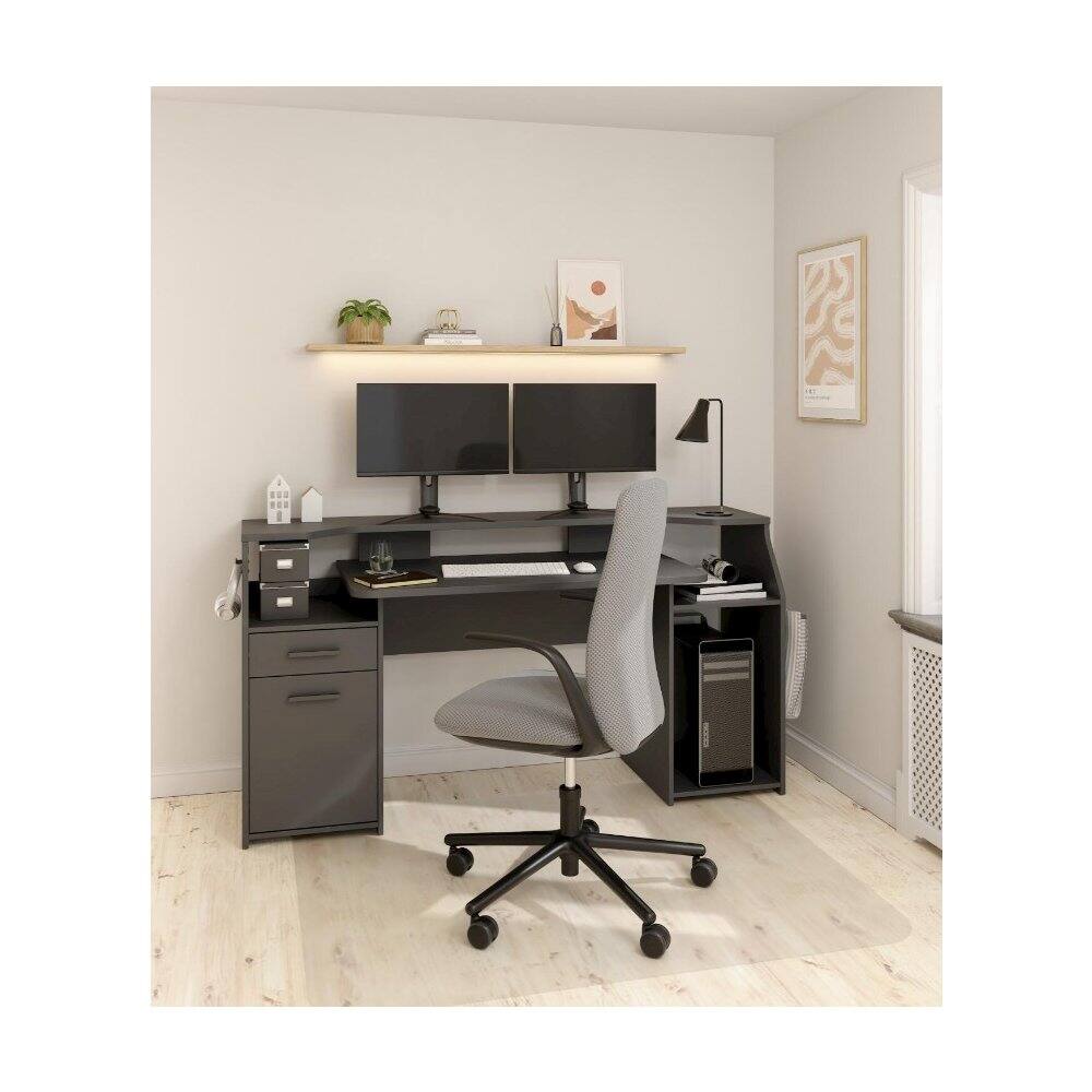 Alt View 6. Tvilum - Function Plus Gaming Desk, Matt Grey - Gray.