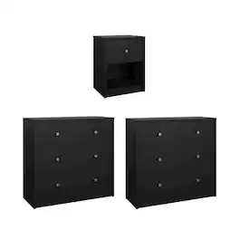 Tvilum - 3-Piece Bedroom Set - Nightstand And Chest Set Of 2 - Black