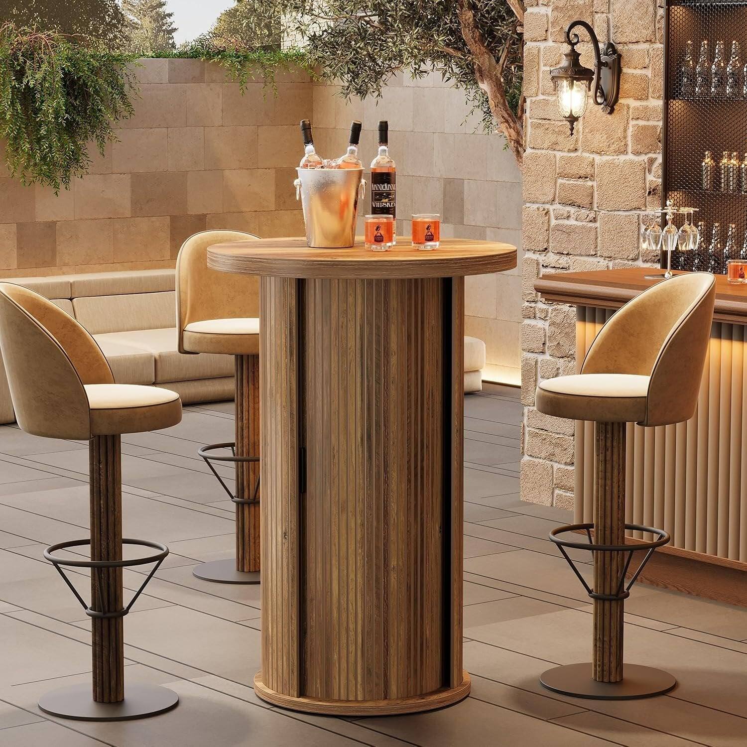 Tribesigns Bar Table with Engineered Wood Construction, Storage Shelves ...