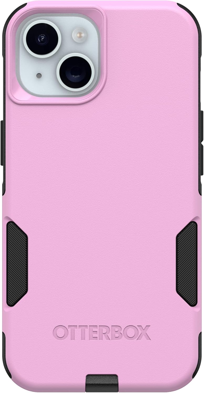 Left. OtterBox - OtterBox - Commuter Series Hard Shell Case for Apple iPhone 16e, Apple iPhone 15, Apple iPhone 14, & Apple iPhone 13 - Lavender Eclipse (Pink & Black).