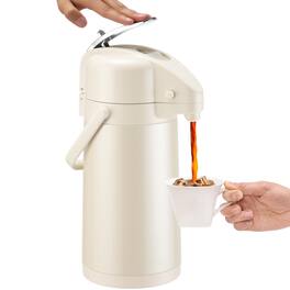 Dapper Styles - Upgraded Airpot Coffee Carafe With Double Pump /2. Stainless Steel Drink Dispenser For Hot/cold Beverage La - White