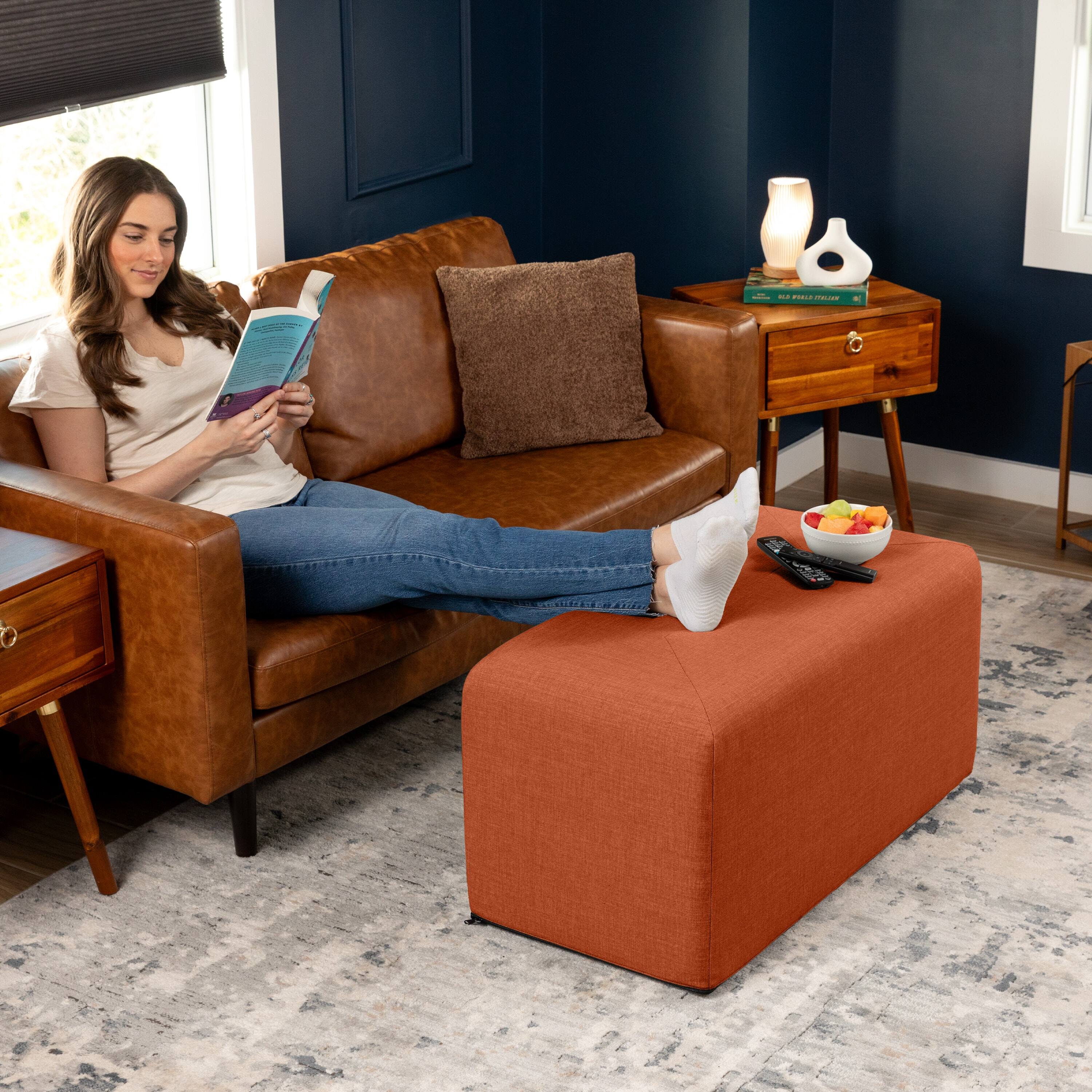 Alt View 1. Jaxx - Jaxx Monroe Large Rectangular Foam Ottoman / Coffee Table, (36 x 18), Canyon Orange - Canyon Orange.